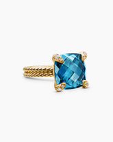 Chatelaine® Ring in 18K Yellow Gold with Hampton Blue Topaz and Diamonds, 11mm